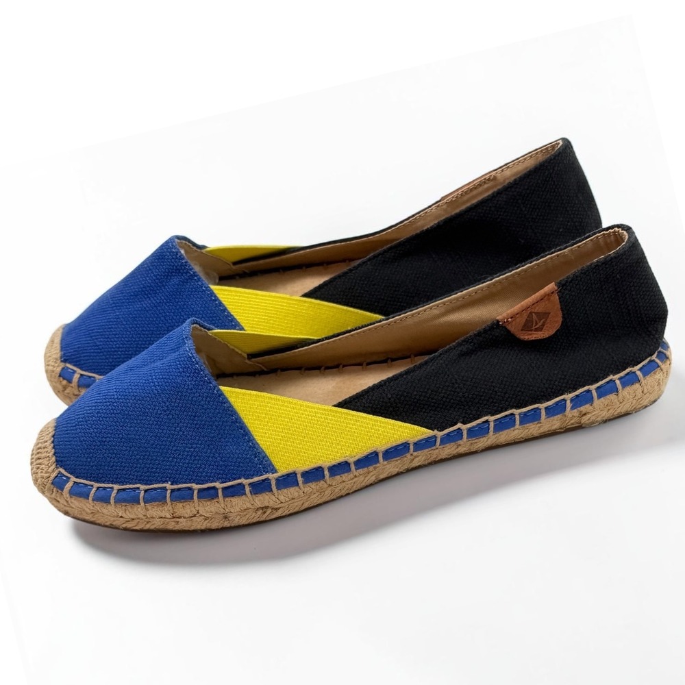 Sperry Top-Sider Katama Espadrille Flats Blue Yellow Black Colorblock Womens 7